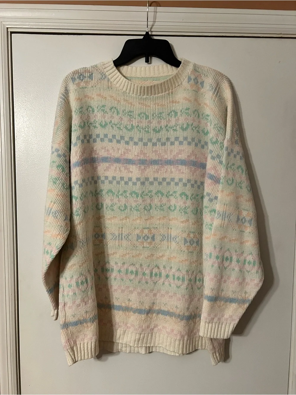 Vintage Pastel Fair Isle Knit Sweater | Oversized Cozy Crewneck | Cottagecore